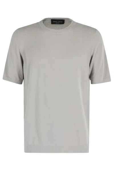 Roberto Collina Grey Crew Neck Sweater With Half Sleeves In Gray