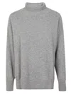Roberto Collina Grey High Neck Sweater With Side Slits In Gray