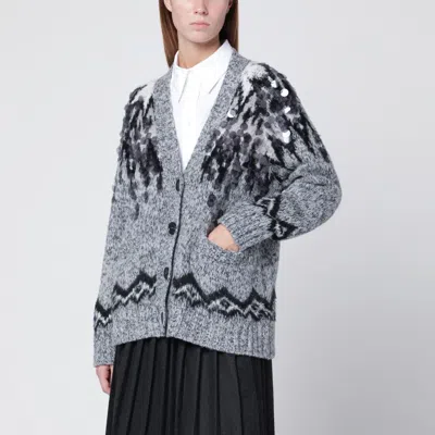 Roberto Collina Grey Wool-blend Cardigan With Sequins In Gray