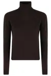 Roberto Collina High Collar Brown Wool Blend Sweater In Brown