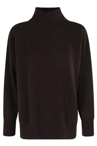 ROBERTO COLLINA ROBERTO COLLINA HIGH-COLLARED SWEATER WITH SIDE SLITS IN EBON