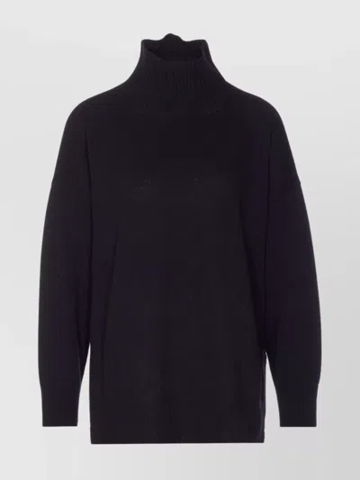 Roberto Collina High Neck Ribbed Knit Sweater In Black