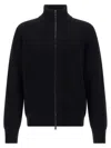 Roberto Collina Textured Cardigan With High Collar And Cuffs In Black