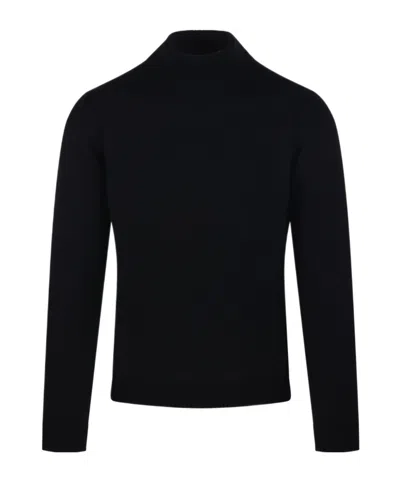 Roberto Collina High-neck Sweater And Hem Sweater In Black