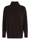 Roberto Collina High-collared Sweater With Side Slits In Ebon In Brown