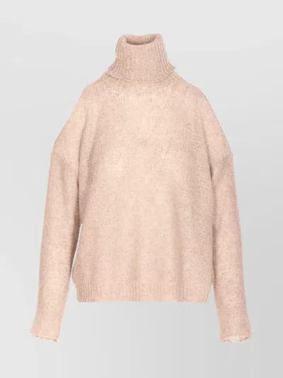 Roberto Collina High Neck Turtleneck Sweater Sequins In Neutral