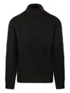Roberto Collina Textured Ribbed High Neck Sweater In Black