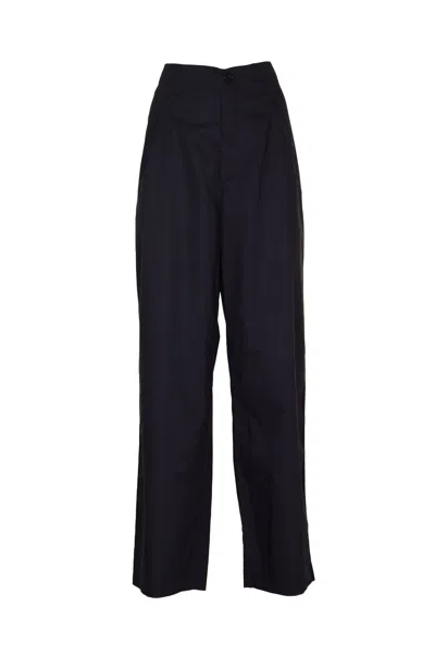 Roberto Collina High-waist Plain Trousers In Navy