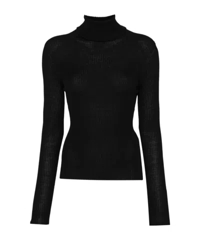 Roberto Collina High-neck Knit Sweater In Black