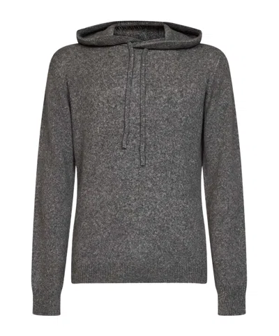Roberto Collina Hooded Knit Sweater In Gray