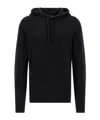 Roberto Collina Textured Knit Hooded Sweater In Virgin Wool In Black