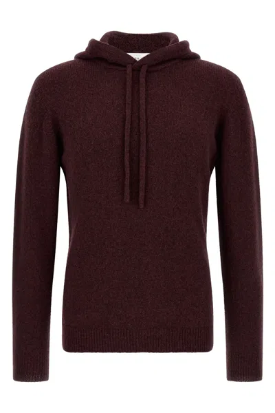 Roberto Collina Hooded Sweater Long Sleeve Regular Fit In Burgundy