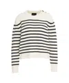 Roberto Collina Boxy Fit Cream Merino Wool Sweater With Striped Pattern In White