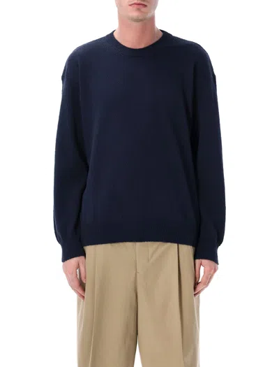 Roberto Collina Irregular Texture Crewneck Sweater In Blue