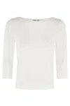 Roberto Collina Ivory Stretch Viscose Top With Boat Neckline