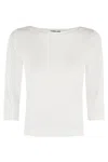 Roberto Collina Solid Color Lightweight Top With Boat Neckline In White