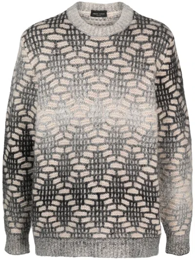 Roberto Collina Jacquard Crew-neck Jumper In Grey