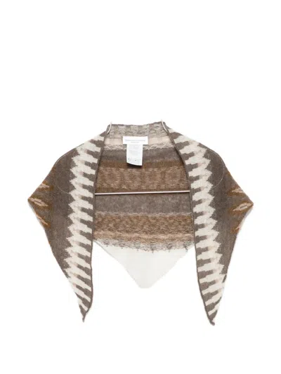 Roberto Collina Jacquard-knit Triangular Scarf In Brown