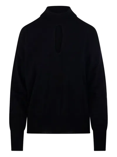 Roberto Collina Knitted Sweater With Lace-up Design In Black