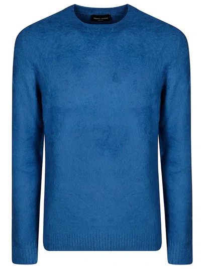 Roberto Collina Knit Ls Roundneck In Light Blue