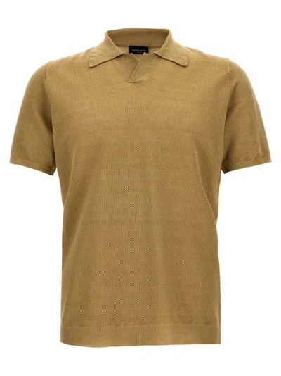 Roberto Collina Knit Polo Shirt In Beige