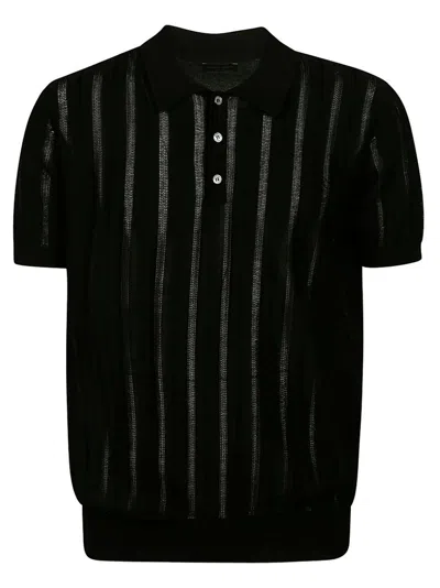Roberto Collina Knit Polo Shirt In Black