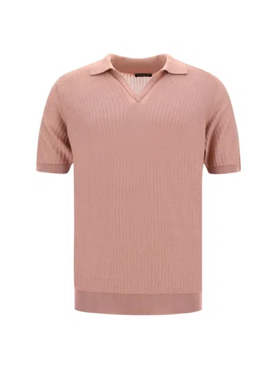 Roberto Collina Knit Polo Shirt In Pink