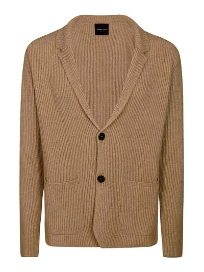 Roberto Collina Knit Ribbed Jacket In Light Brown