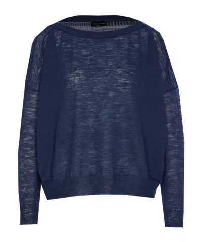 Roberto Collina Crewneck Knitwear Sheer Fabric In Blue