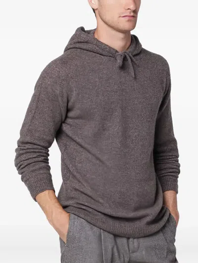 Roberto Collina Hooded Long Sleeve Knit Sweater In Gray