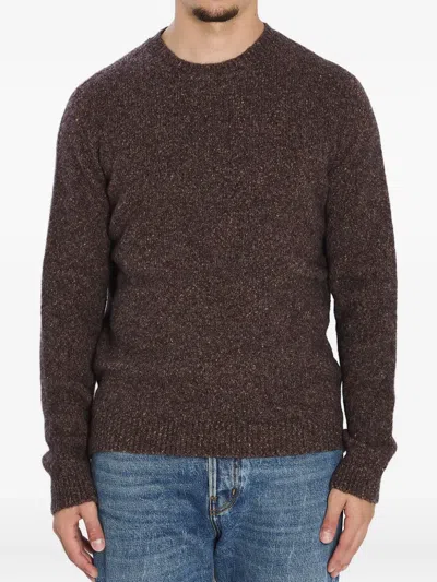 Roberto Collina Textured Knit Long Sleeve Pullover In Brown