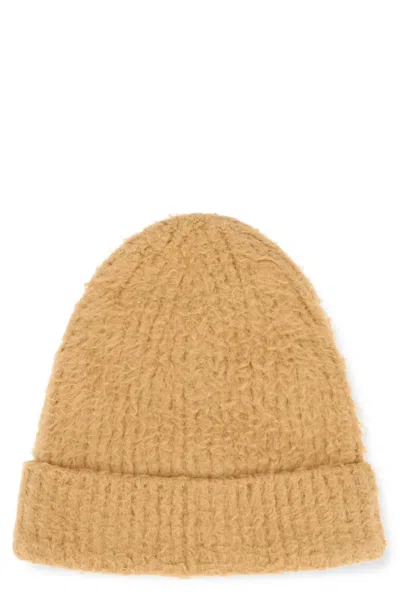 Roberto Collina Knitted Hat With Cuff In Nude