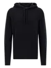 Roberto Collina Textured Knit Hooded Sweater In Virgin Wool In Black