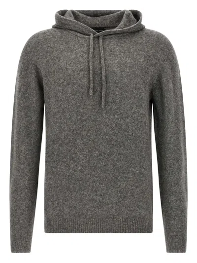 Roberto Collina Knitted Hoodie In Brown