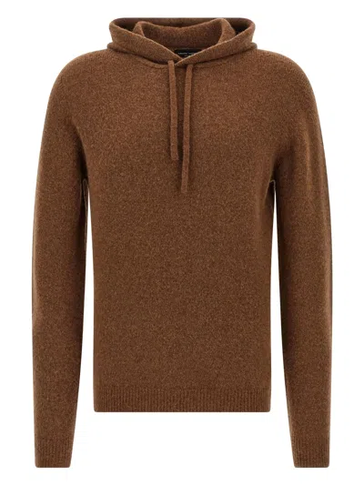 Roberto Collina Knitted Hoodie In Brown