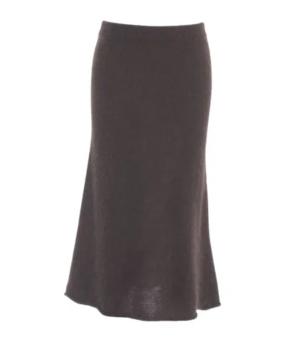 Roberto Collina Knitted Midi Skirt In Brown