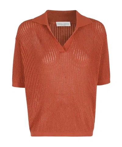 Roberto Collina Knitted Polo Shirt In Burgundy