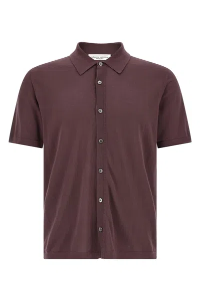 Roberto Collina Knit Polo Shirt Short Sleeves Design In Purple