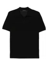 Roberto Collina Short Sleeved Knitted Cotton Polo Shirt In Black
