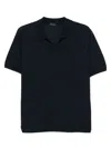 Roberto Collina Short Sleeved Knitted Cotton Polo Shirt In Blau