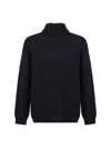 Roberto Collina Merino Wool Turtleneck Sweater With Ribbed Finish In Navy