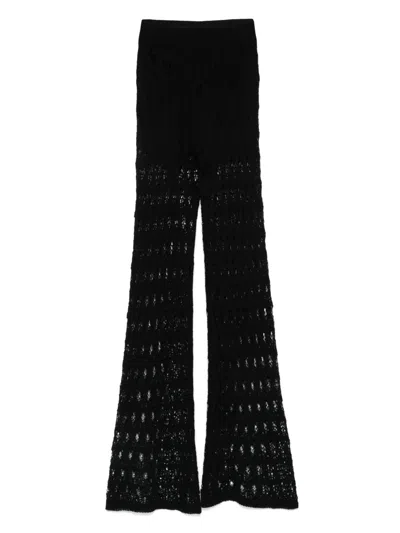 Roberto Collina Lace-effect Knitted Trousers In 黑色