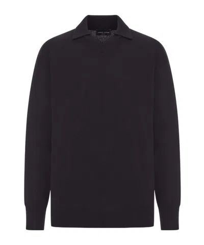 Roberto Collina Lapel Long-sleeved Sweater In Black