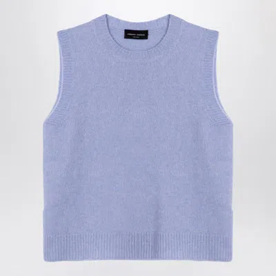 Roberto Collina Sleeveless Crew Neck Ribbed Hem Waistcoat In Blue