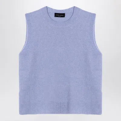 Roberto Collina Sleeveless Crew Neck Ribbed Hem Waistcoat In Blue