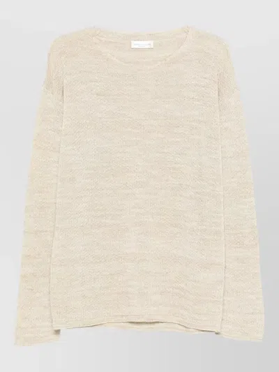 Roberto Collina Lightweight Knit Long Sleeve Round Neck Sweater In Neutral