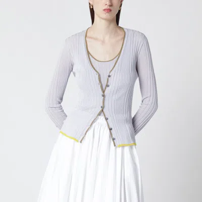 Roberto Collina Lilac Cardigan With Gold Trim In Multi