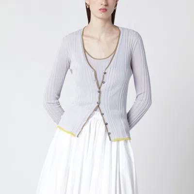 Roberto Collina Lilac Cardigan With Gold Trim In Multicolor