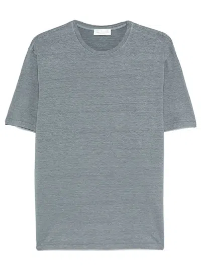 Roberto Collina Linen Crewneck T-shirt In Gray