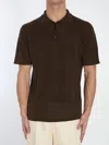 Roberto Collina Linen Knit Polo Shirt In Brown
